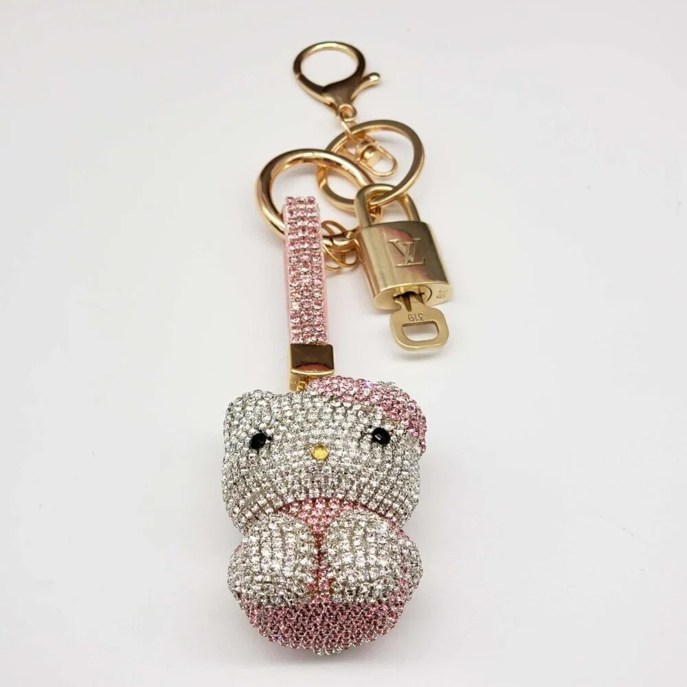Authentic Louis Vuitton Gold Lock 🔒 Keychain Bag Unbranded Hello Kitty Charm LV